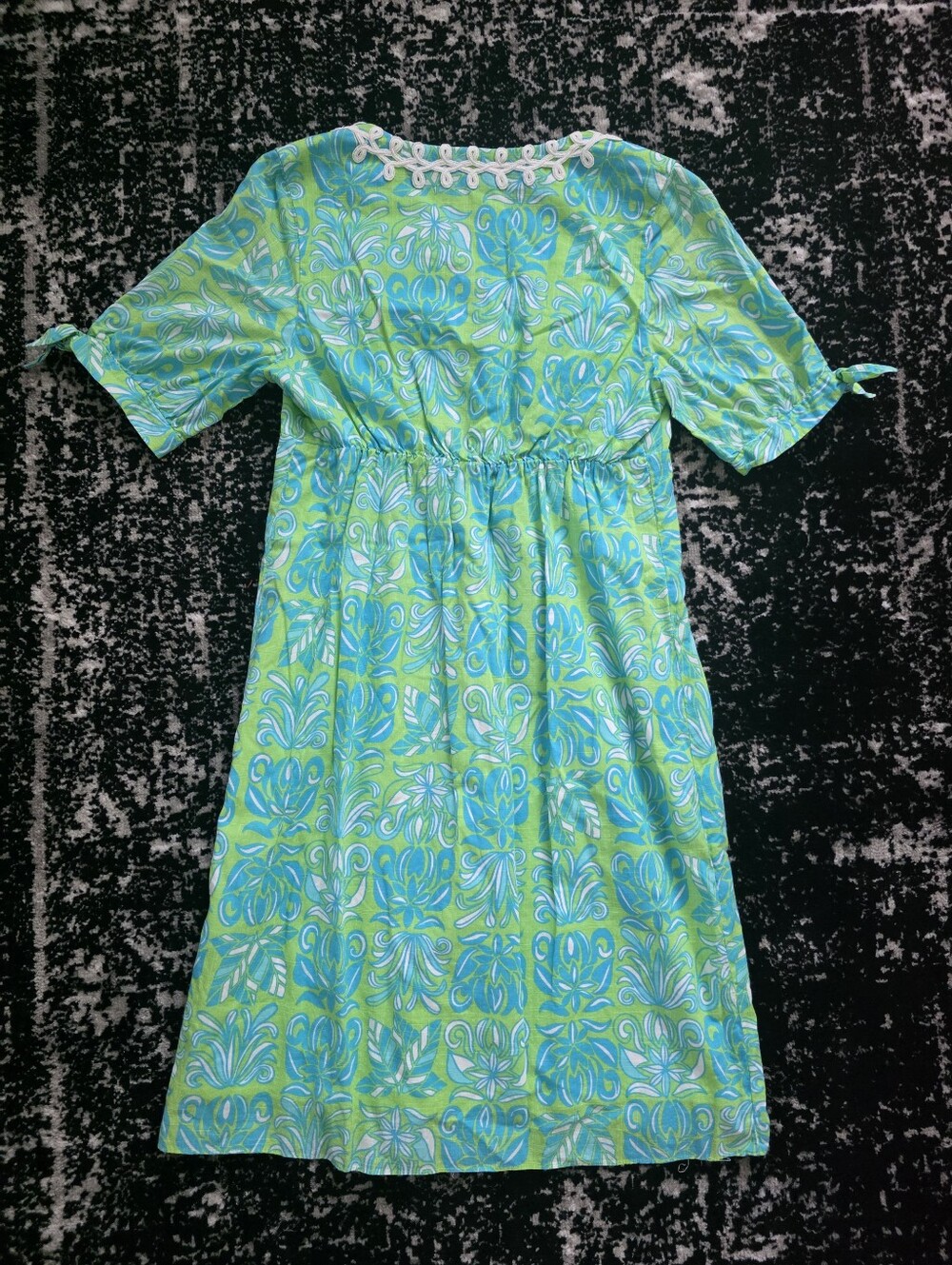 Lilly Pulitzer Krysta Tunic Dress Green Blue Tropical Print Size 10 - Picture 9 of 9